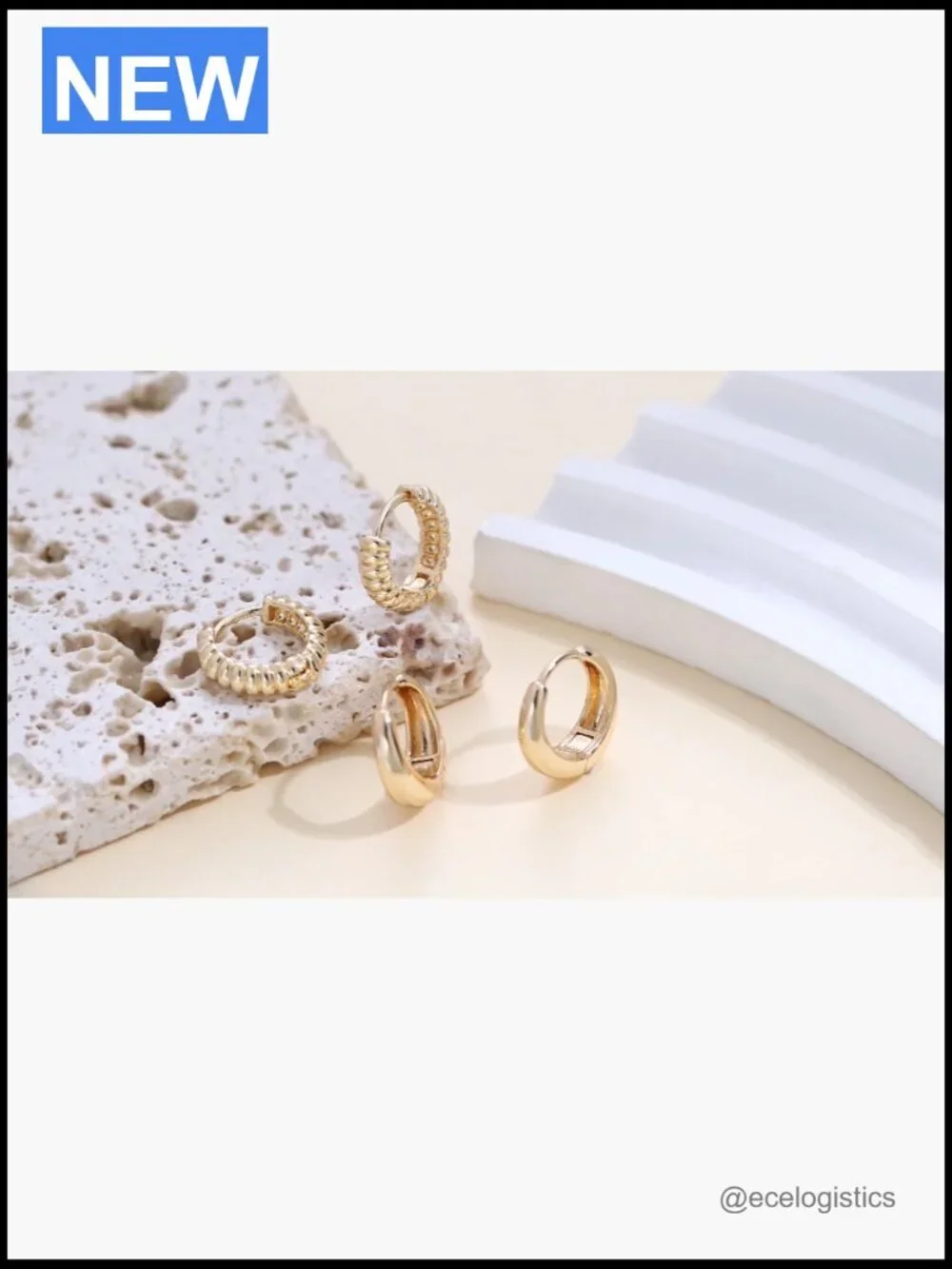 6 Pair 14K Gold Plated Hoop Earrings Set Huggie Earrings Hypoallergenic